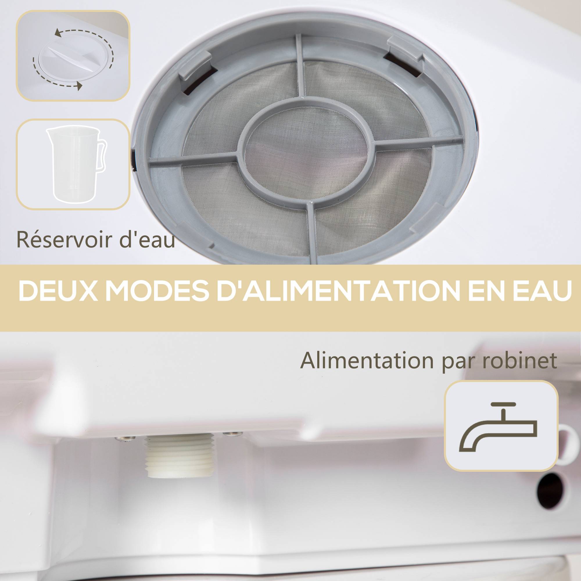 Mini lave-vaisselle 4 couverts 5 programmes, réservoir 6L, commande tactile écran LED, 45x44x45,8cm, blanc - Image 8