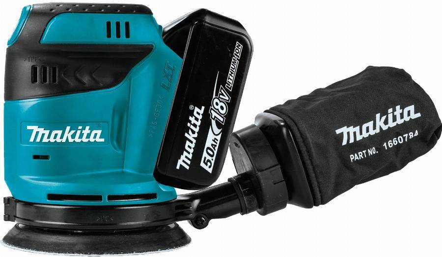 Makita - Ponceuse excentrique 18 V Li-Ion 5 Ah Ø 125 mm MAKITA - 2 batteries, chargeur, coffret - DBO180RTJ - Imagen 1
