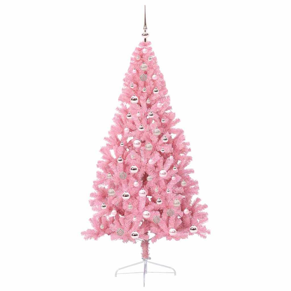 Vidaxl - Sapin de Noël artificiel pré-éclairé Rose 210 cm PVC vidaXL 3397091 - Image 5