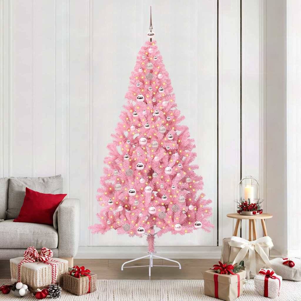 Vidaxl - Sapin de Noël artificiel pré-éclairé Rose 210 cm PVC vidaXL 3397091 - Image 1