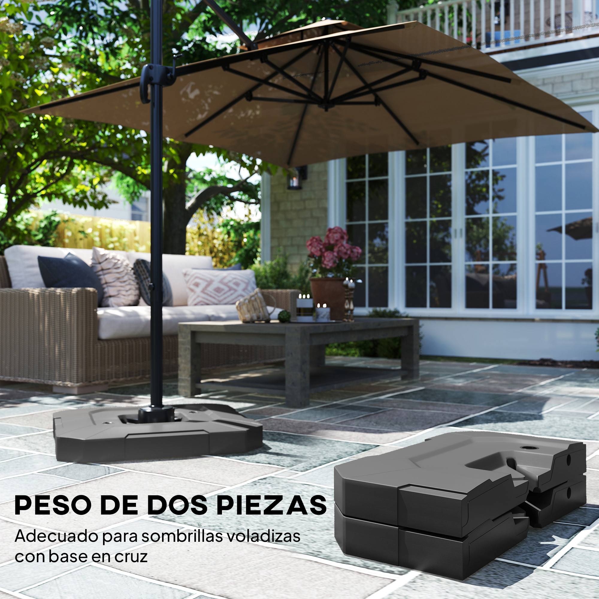 Lot 2 poids parasol, bases remplissables eau 80 kg ou melange eau sable 105 kg - Image 6