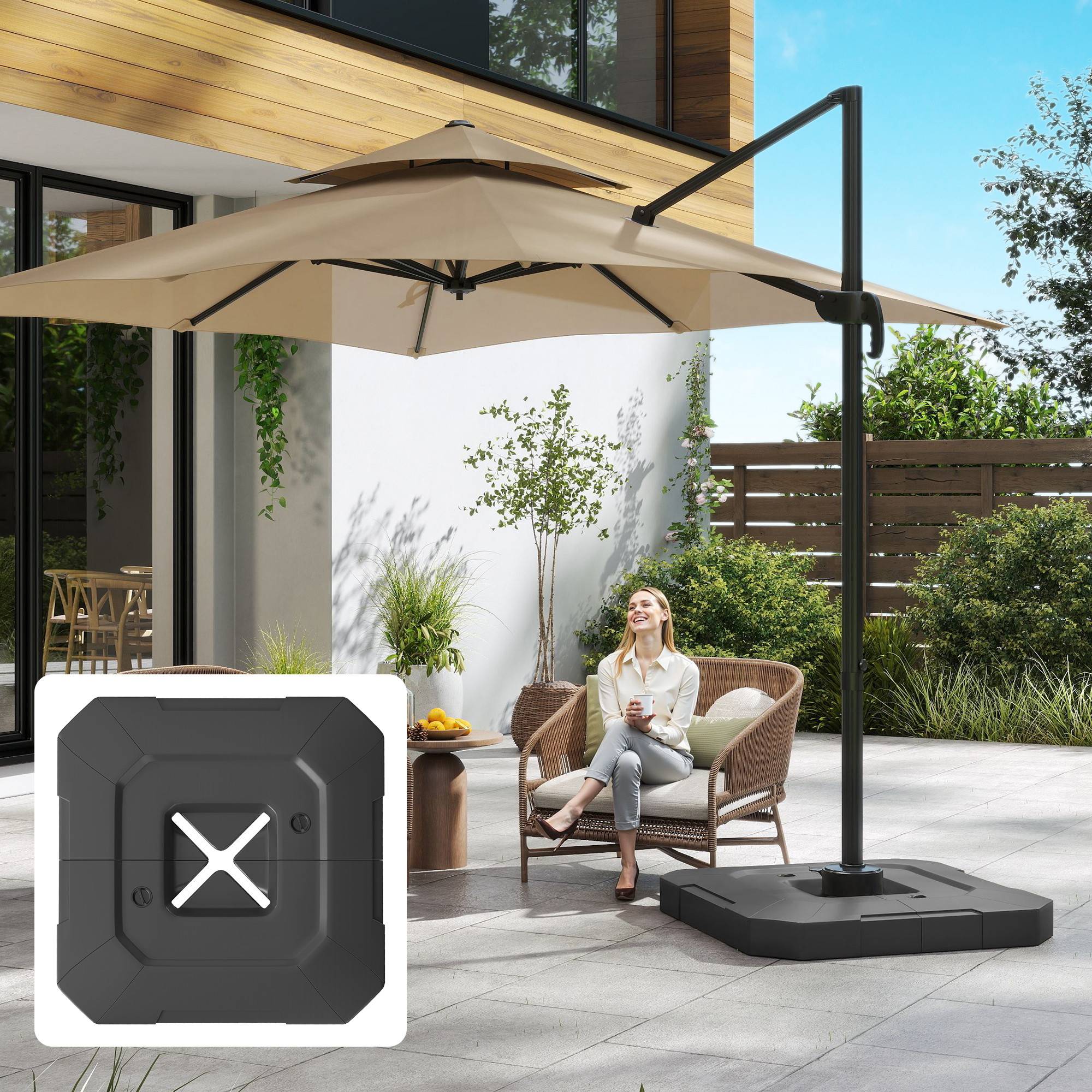 Lot 2 poids parasol, bases remplissables eau 80 kg ou melange eau sable 105 kg - Image 4