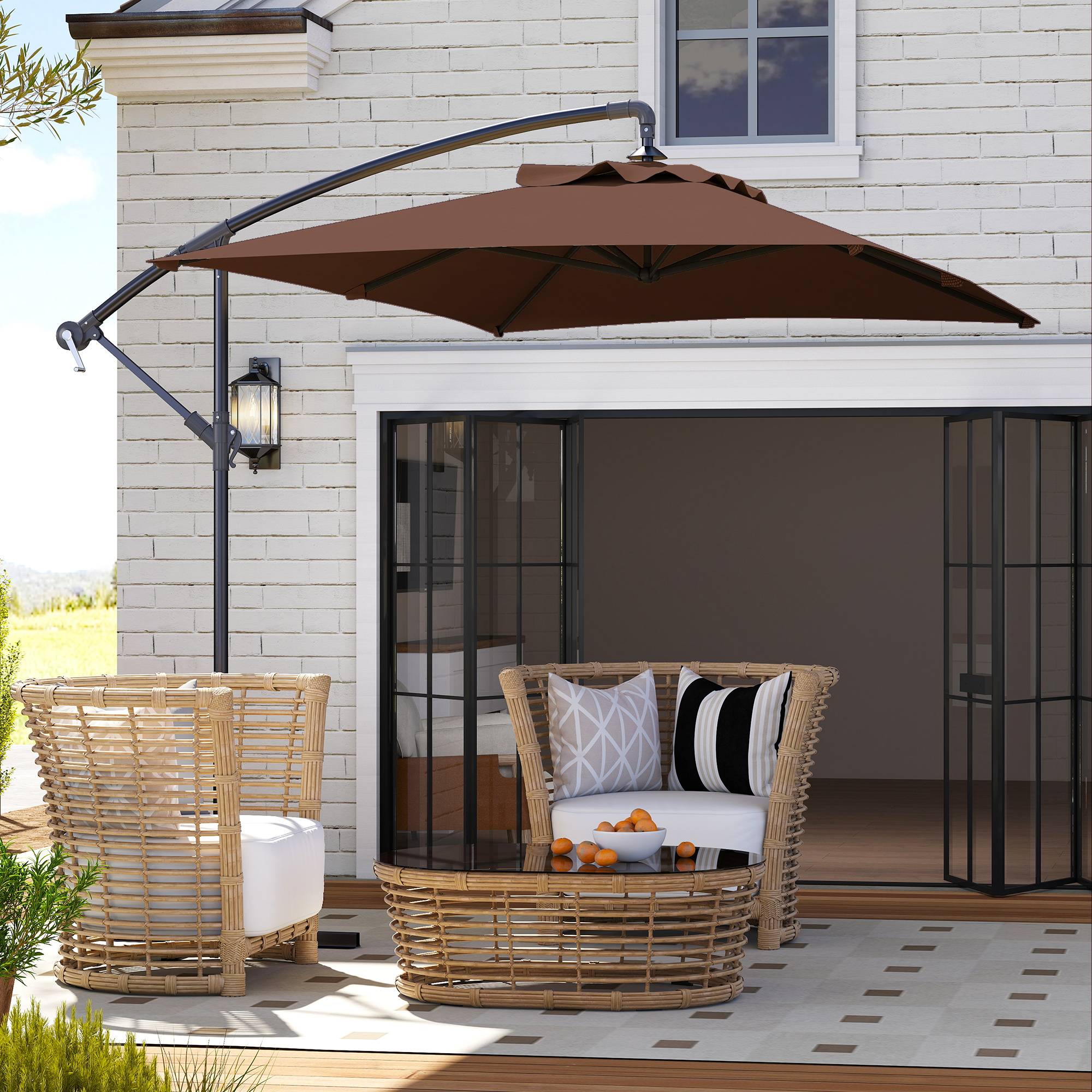Parasol déporté Polyester Marron 294x193x250 cm - Image 9