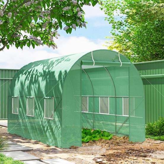 Serre tunnel acier PE pour maraîchage protection intempéries 350x200cm ...