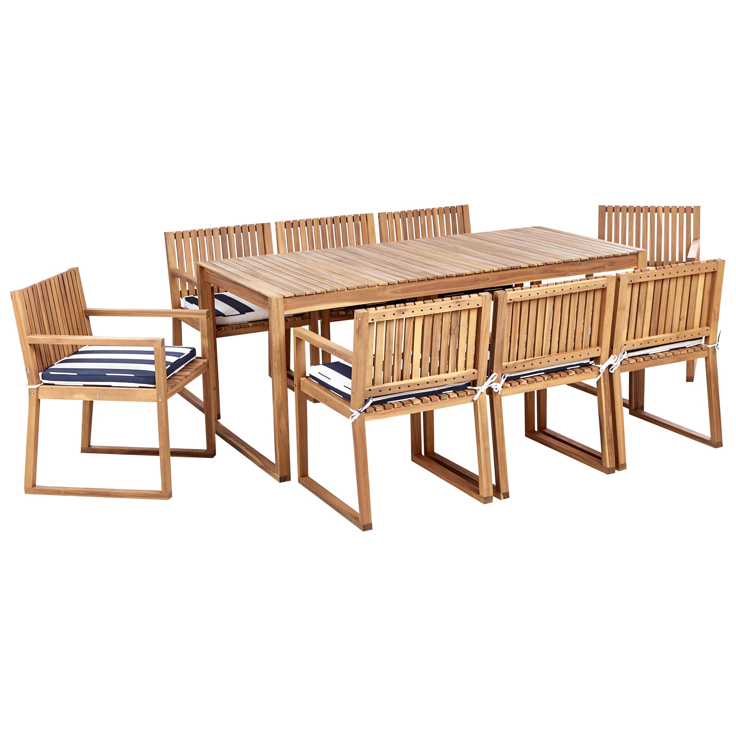 Beliani - Set de salle à manger, 8 Personnes Bois d'acacia certifié Bleu marine SASSARI II - Beliani - Imagen 2