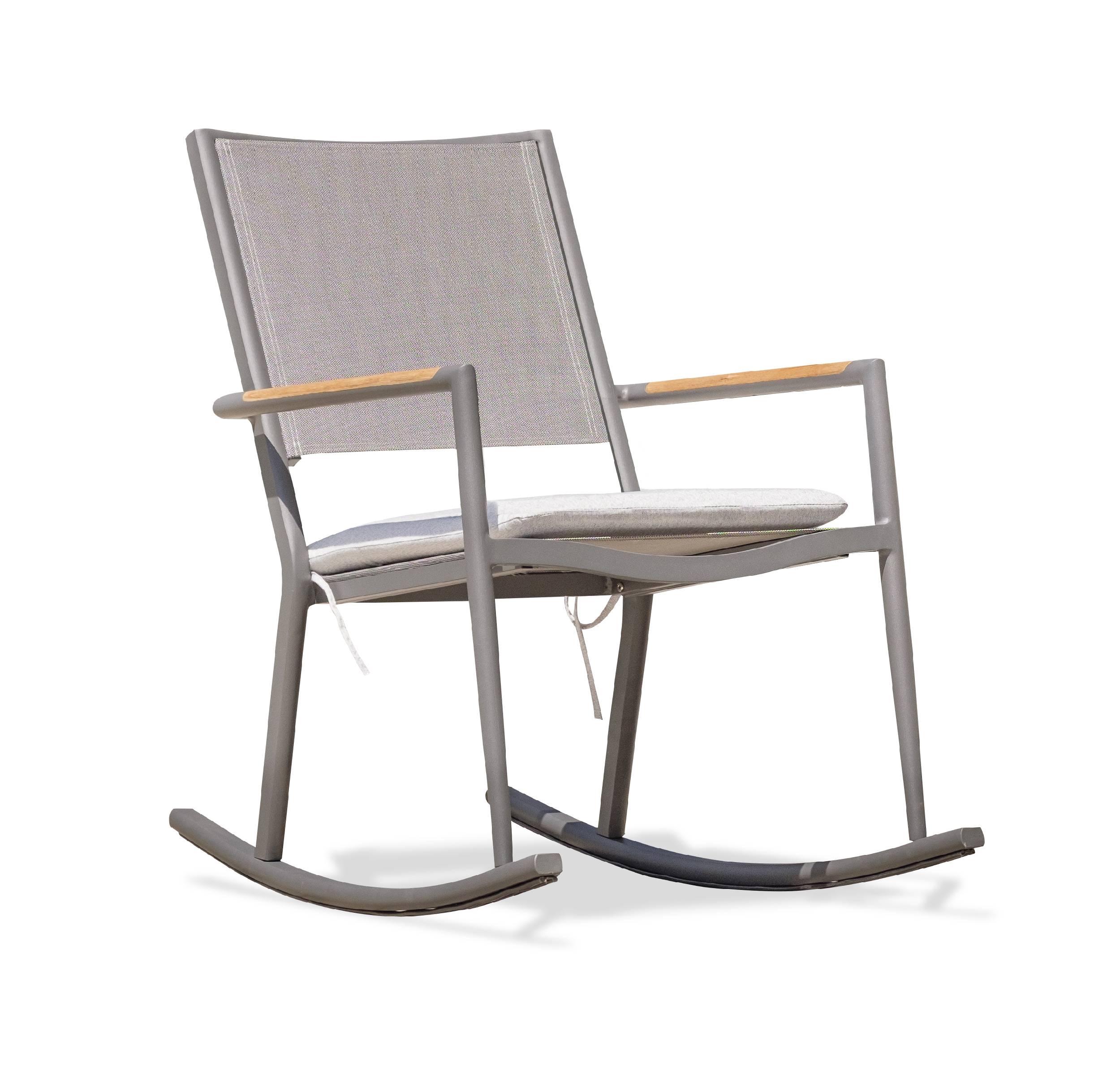 Paris Garden - Rockingchair de jardin HONFLEUR en aluminium et textilène gris - PARIS GARDEN - Imagen 5