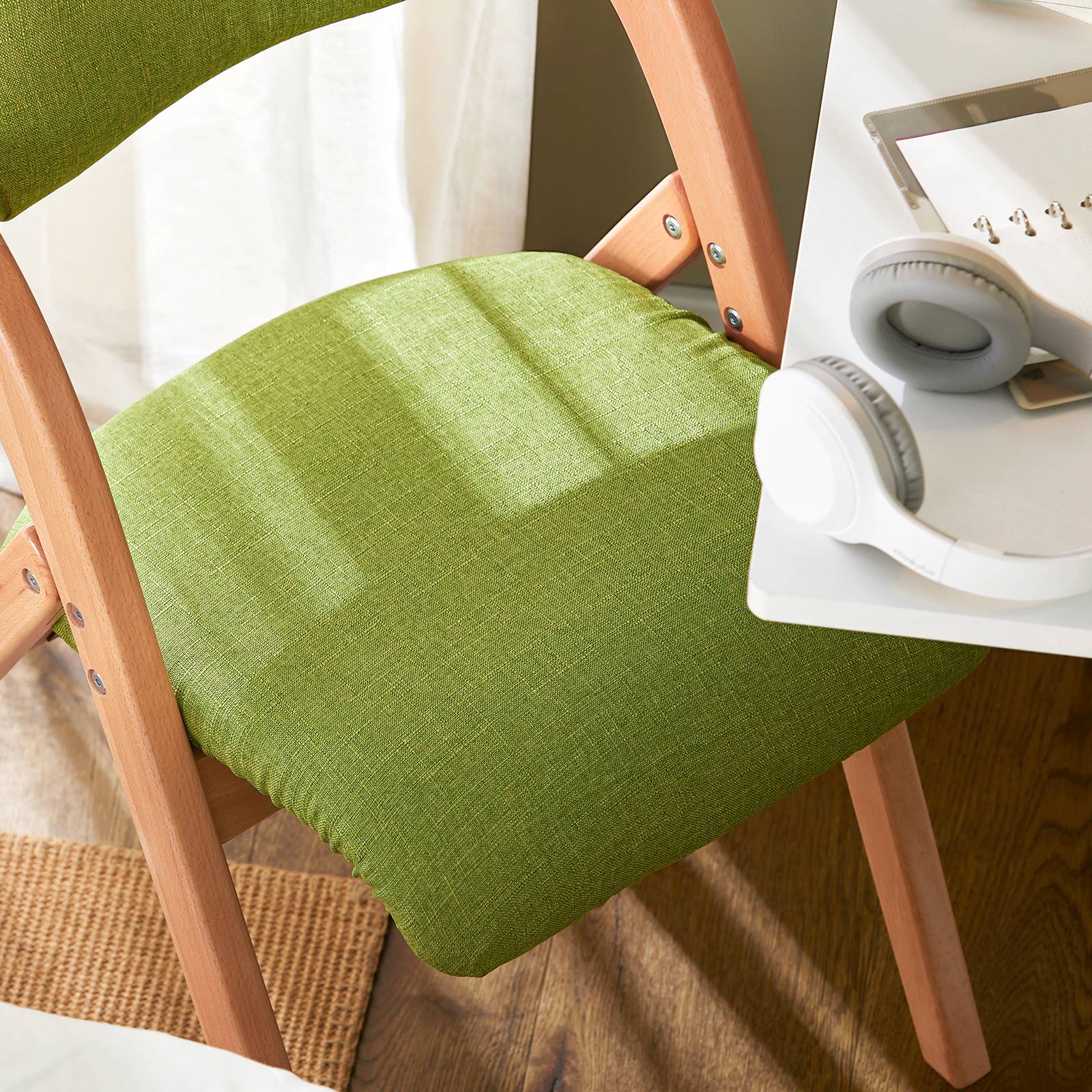 Harbour Housewares Chaises pliantes rembourrées colorées - Vert - Lot de 2 - Chaise de bureau pliable avec cadre en métal facile à ranger pour bureau, salle à manger, cuisine