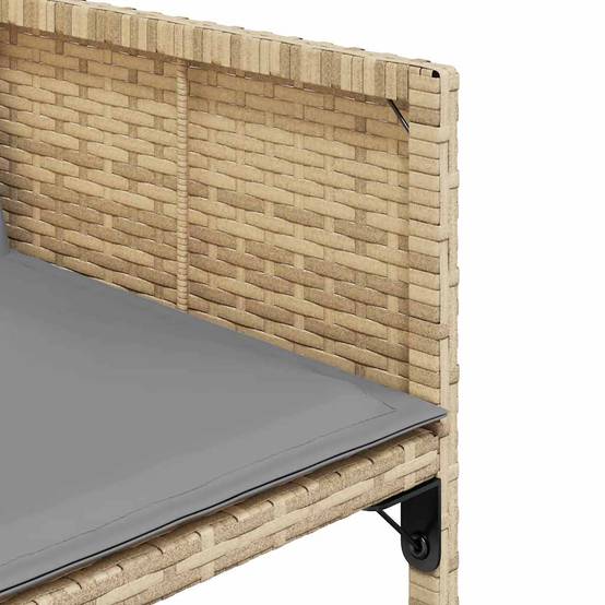 Ensemble Table et Chaises de Jardin 14 Personnes, Mobilier Encastrable en Poly Rotin Beige, Coussins Gris Clair – ComfortXL Outdoor Living - Image 6
