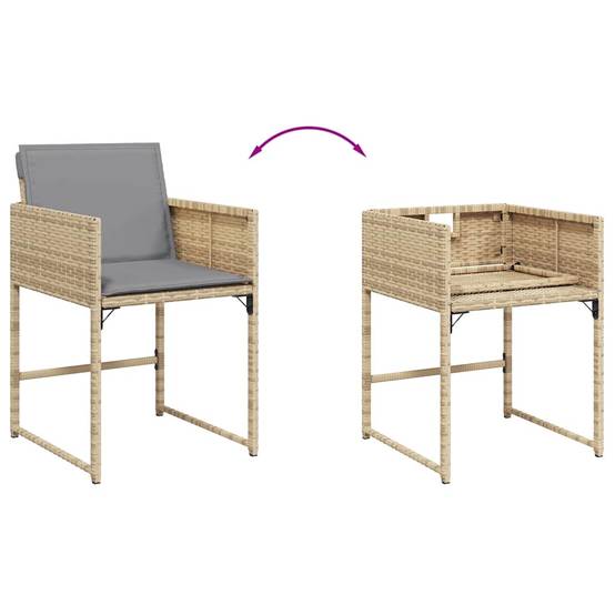 Ensemble Table et Chaises de Jardin 14 Personnes, Mobilier Encastrable en Poly Rotin Beige, Coussins Gris Clair – ComfortXL Outdoor Living - Image 7