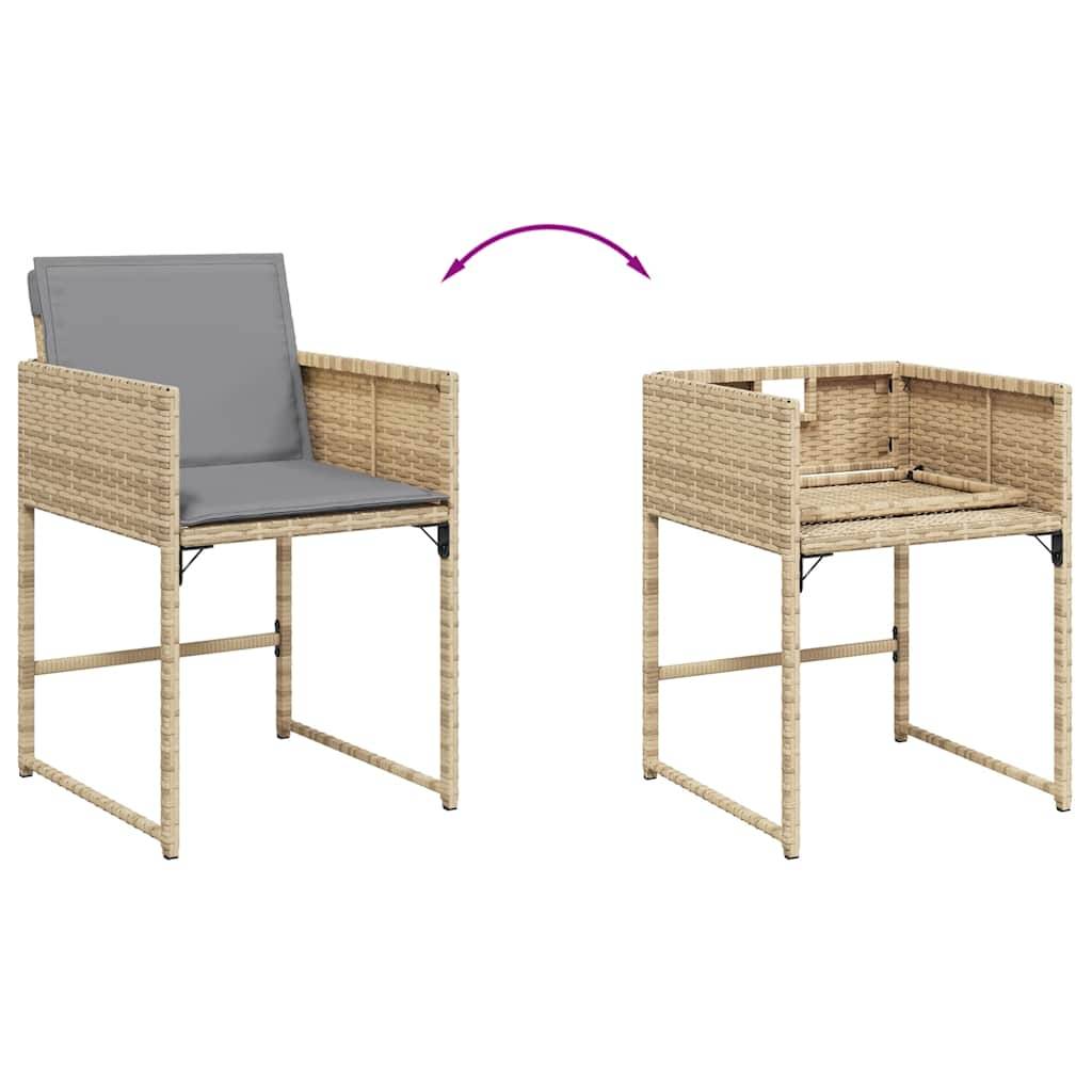 Ensemble Table et Chaises de Jardin 14 Personnes, Mobilier Encastrable en Poly Rotin Beige, Coussins Gris Clair – ComfortXL Outdoor Living - Image 7