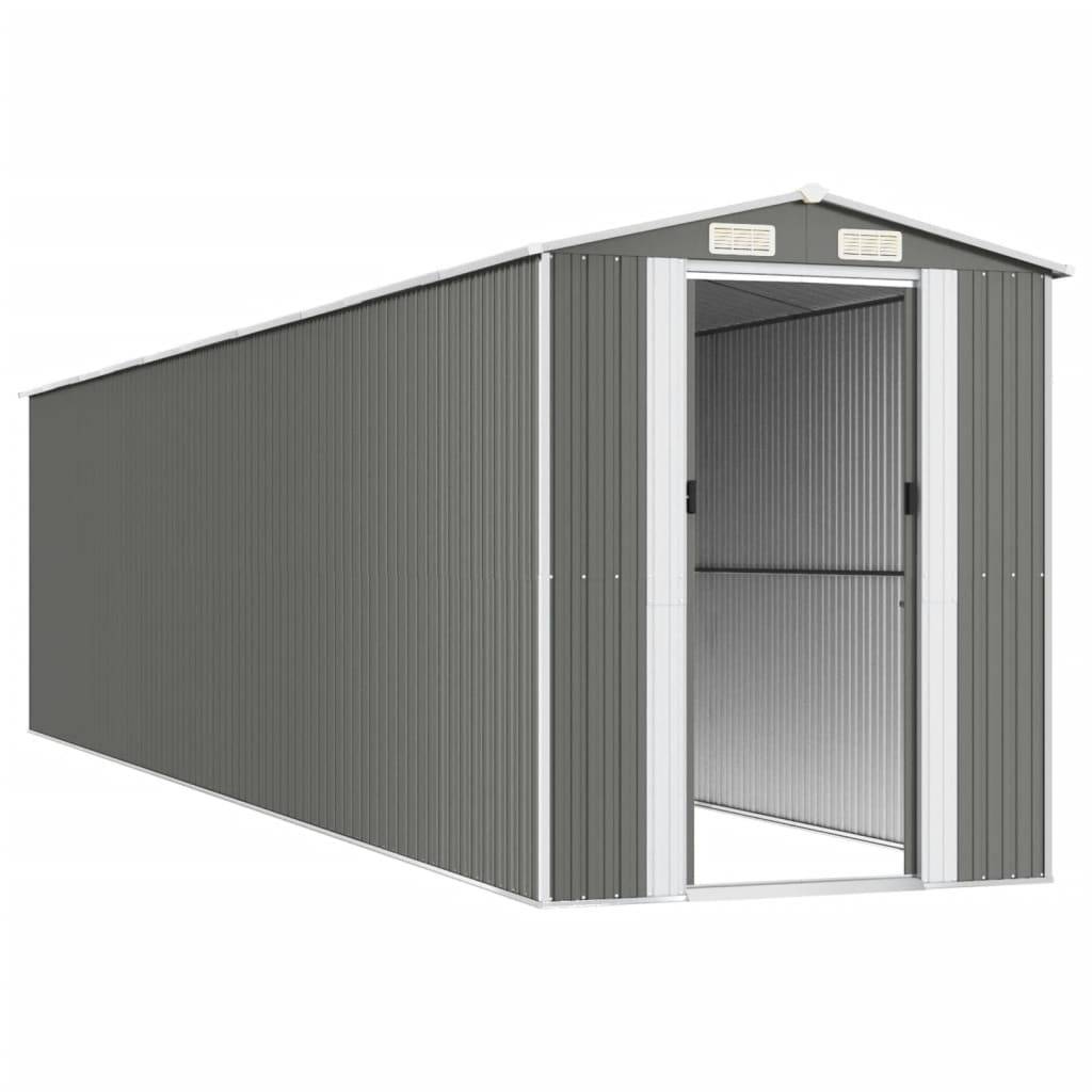 Helloshop26 - Abri de jardin cabane cabanon maison de stockage remise extérieur hangar outils robuste clair 192 x 855 x 223 cm acier galvanisé gris - Imagen 3
