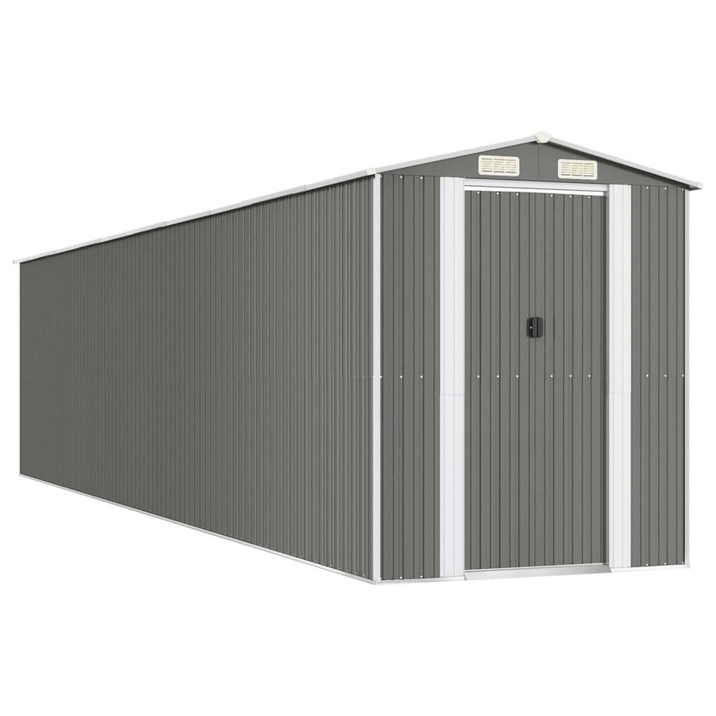 Helloshop26 - Abri de jardin cabane cabanon maison de stockage remise extérieur hangar outils robuste clair 192 x 855 x 223 cm acier galvanisé gris - Imagen 1