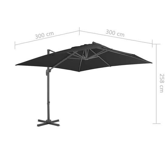 PANGIVO - Parasol déporté aluminium anthracite 300 x 300 x 258 cm, Poids:20.14kg - PANGIVO - Image 9