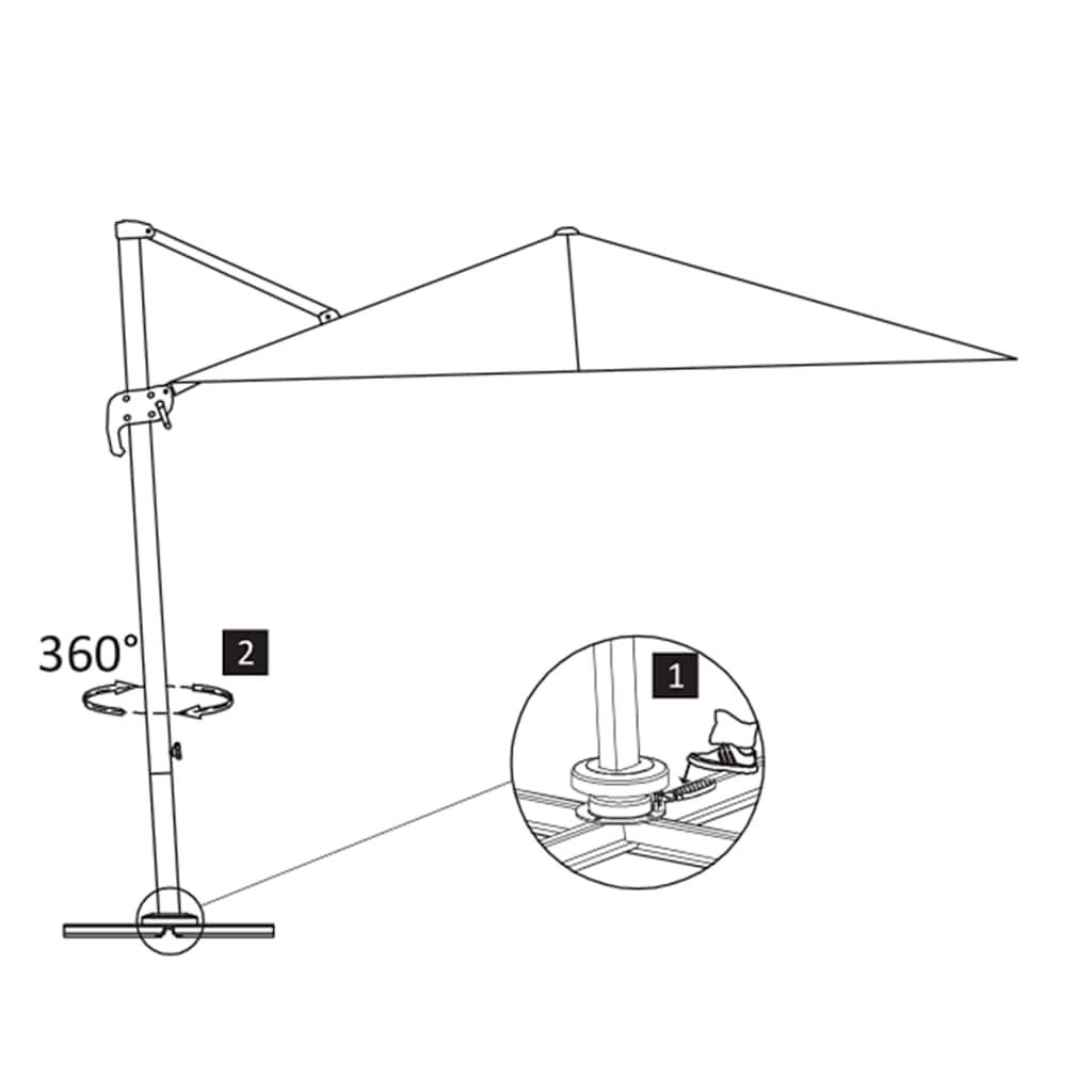 PANGIVO - Parasol déporté aluminium anthracite 300 x 300 x 258 cm, Poids:20.14kg - PANGIVO - Image 8