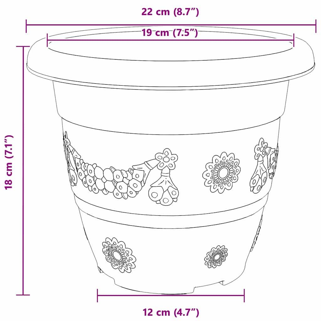 Pot à fleurs rond 24 pcs | Bac à fleurs Rouge brique Ø 26 x 21,5 cm Plastique - Image 9