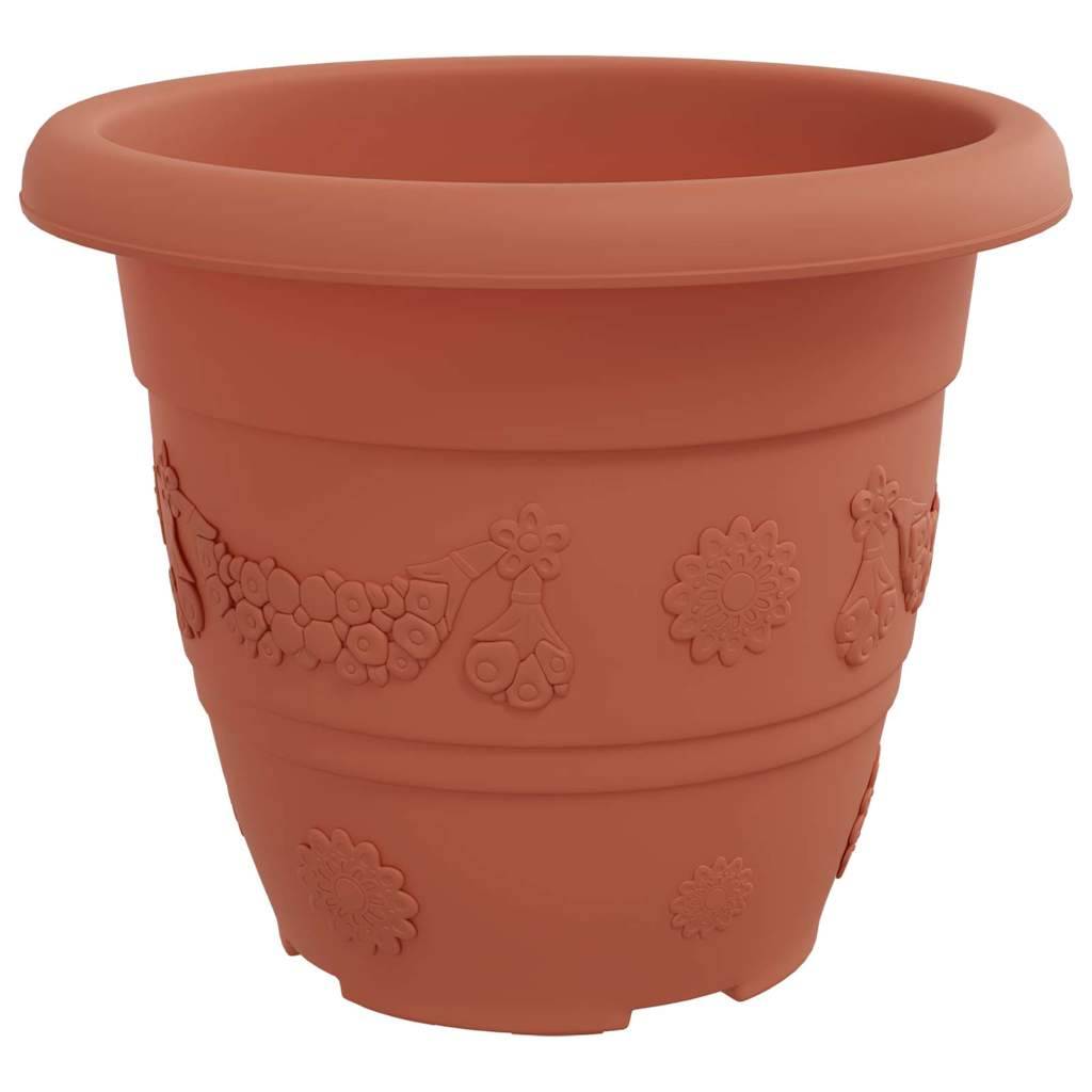Pot à fleurs rond 24 pcs | Bac à fleurs Rouge brique Ø 26 x 21,5 cm Plastique - Image 5