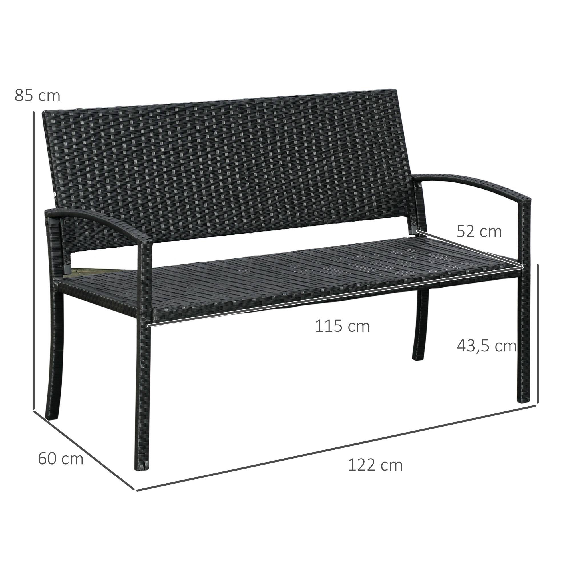 Banc de jardin 2 places Résine Terrasse Balcon Dossier incliné 122cm Noir - ComfortXL Outdoor Living - Image 5
