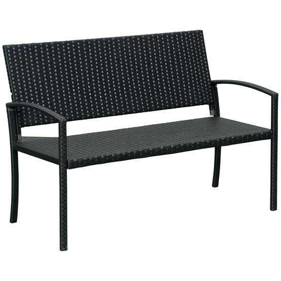 Banc de jardin 2 places Résine Terrasse Balcon Dossier incliné 122cm Noir - ComfortXL Outdoor Living - Image 1
