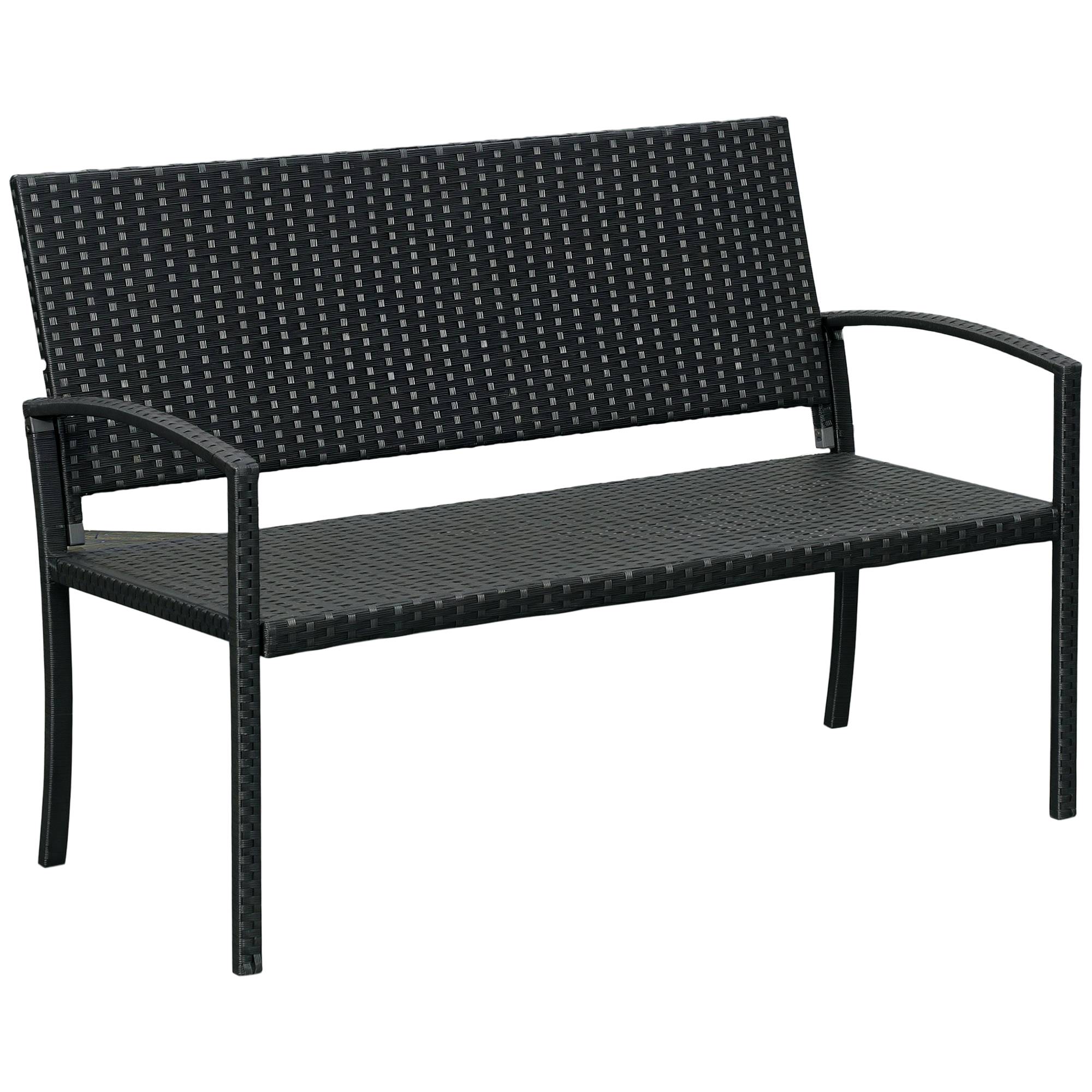 Banc de jardin 2 places Résine Terrasse Balcon Dossier incliné 122cm Noir - ComfortXL Outdoor Living - Image 1