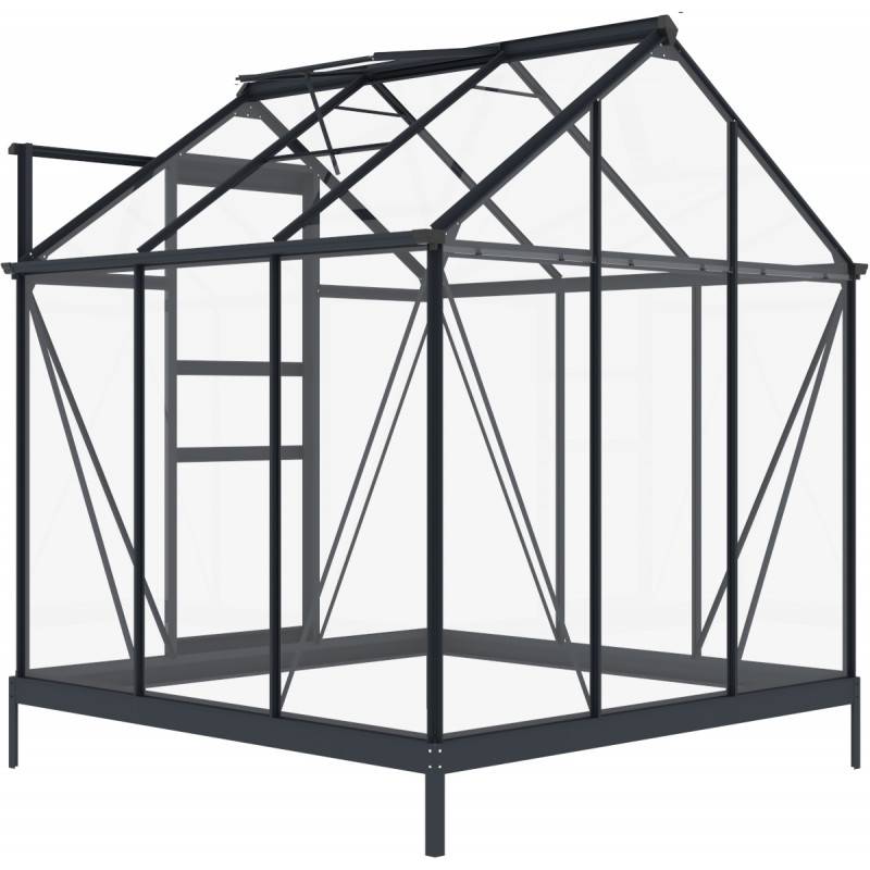 Serre de jardin 3,5m² aluminium anthracite verre trempé 4mm avec embase Green Protect Rinca - Image 7