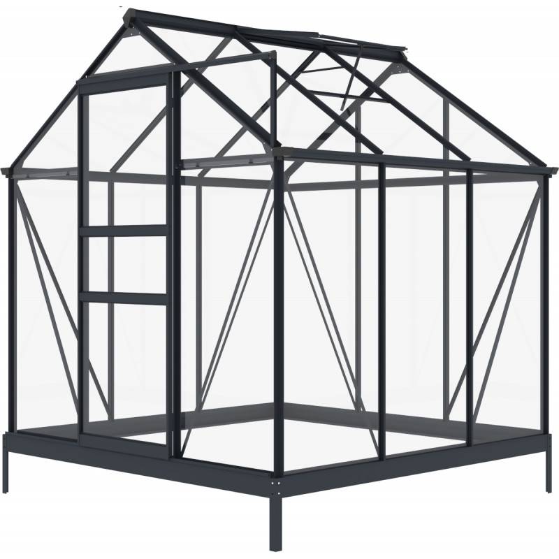 Serre de jardin 3,5m² aluminium anthracite verre trempé 4mm avec embase Green Protect Rinca - Image 6