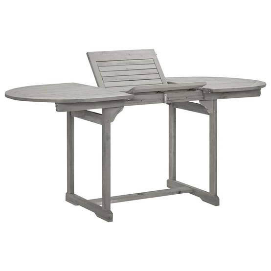 Table à dîner de jardin bois d'acacia massif gris 120-170 x 80 x 75 cm, Poids :21kg - PANGIVO - Image 1
