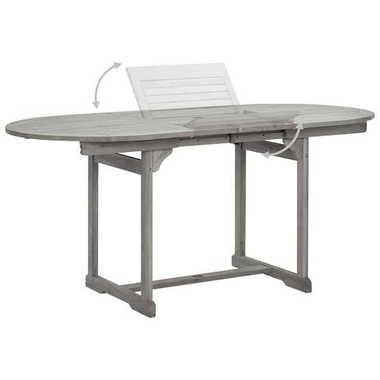 Table à dîner de jardin bois d'acacia massif gris 120-170 x 80 x 75 cm, Poids :21kg - PANGIVO - Image 4