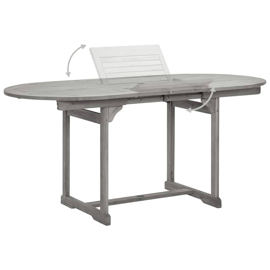 Table à dîner de jardin bois d'acacia massif gris 120-170 x 80 x 75 cm, Poids :21kg - PANGIVO - Image 4