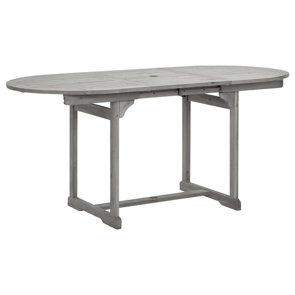 Table à dîner de jardin bois d'acacia massif gris 120-170 x 80 x 75 cm, Poids :21kg - PANGIVO - Image 2