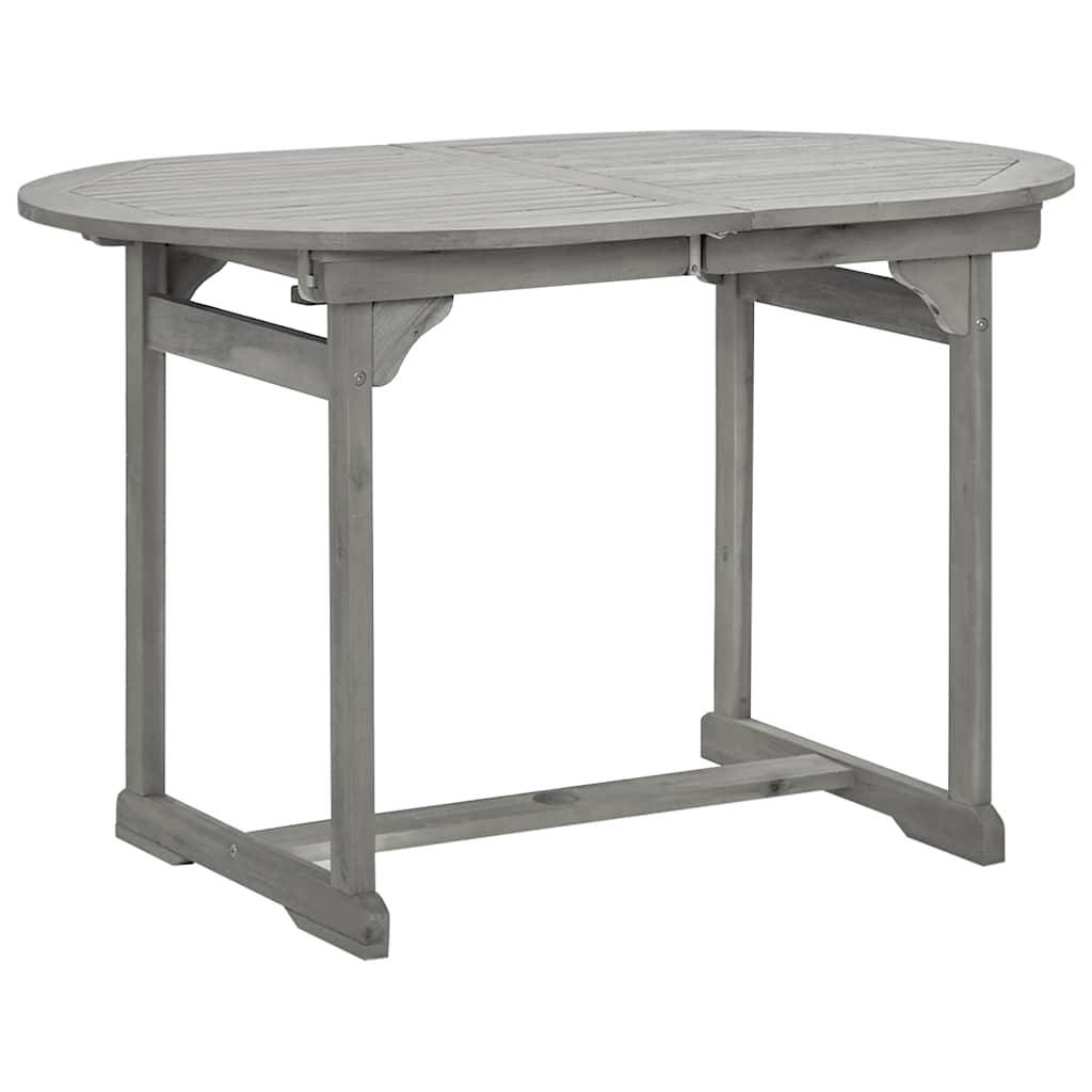 Table à dîner de jardin bois d'acacia massif gris 120-170 x 80 x 75 cm, Poids :21kg - PANGIVO - Image 3
