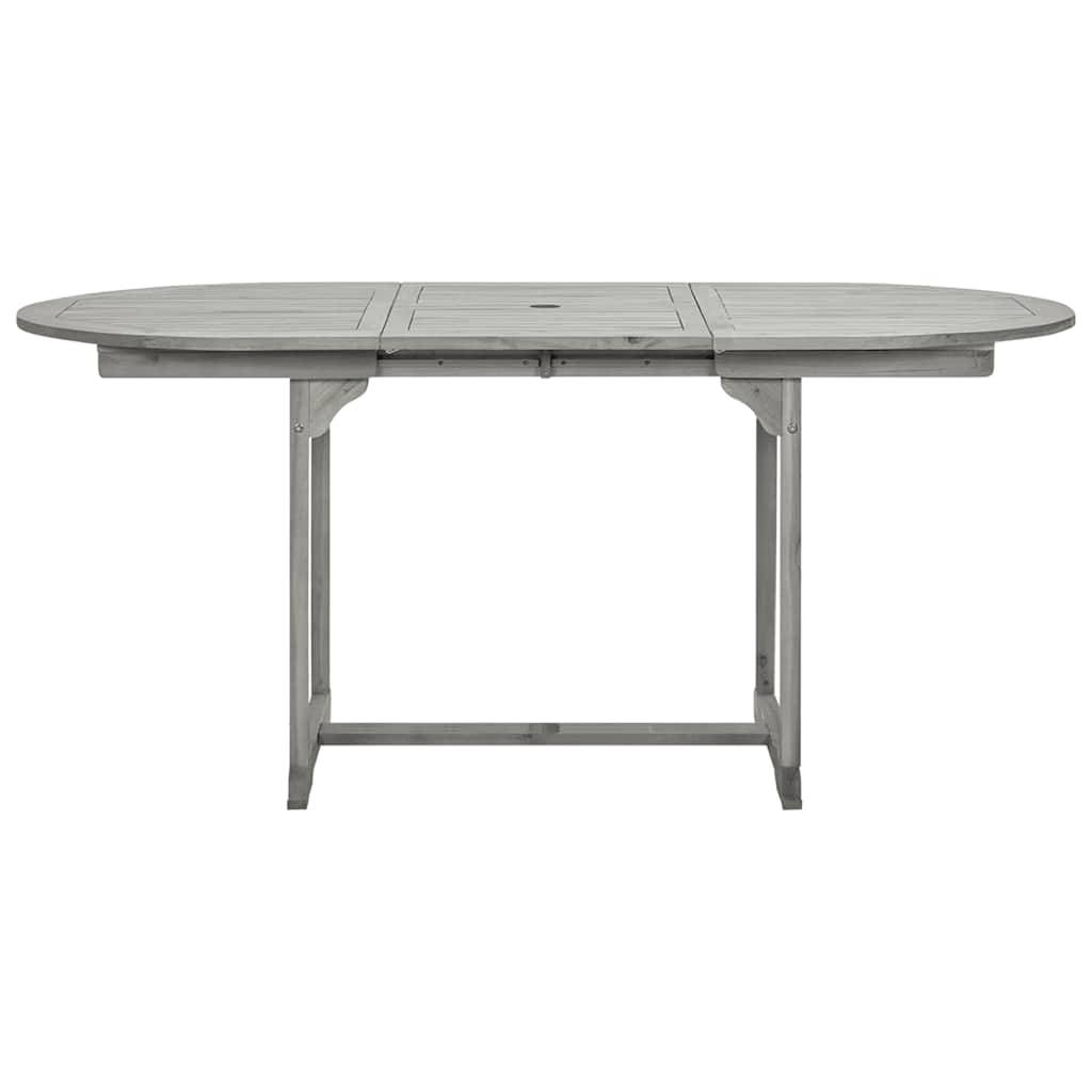 Table à dîner de jardin bois d'acacia massif gris 120-170 x 80 x 75 cm, Poids :21kg - PANGIVO - Image 5