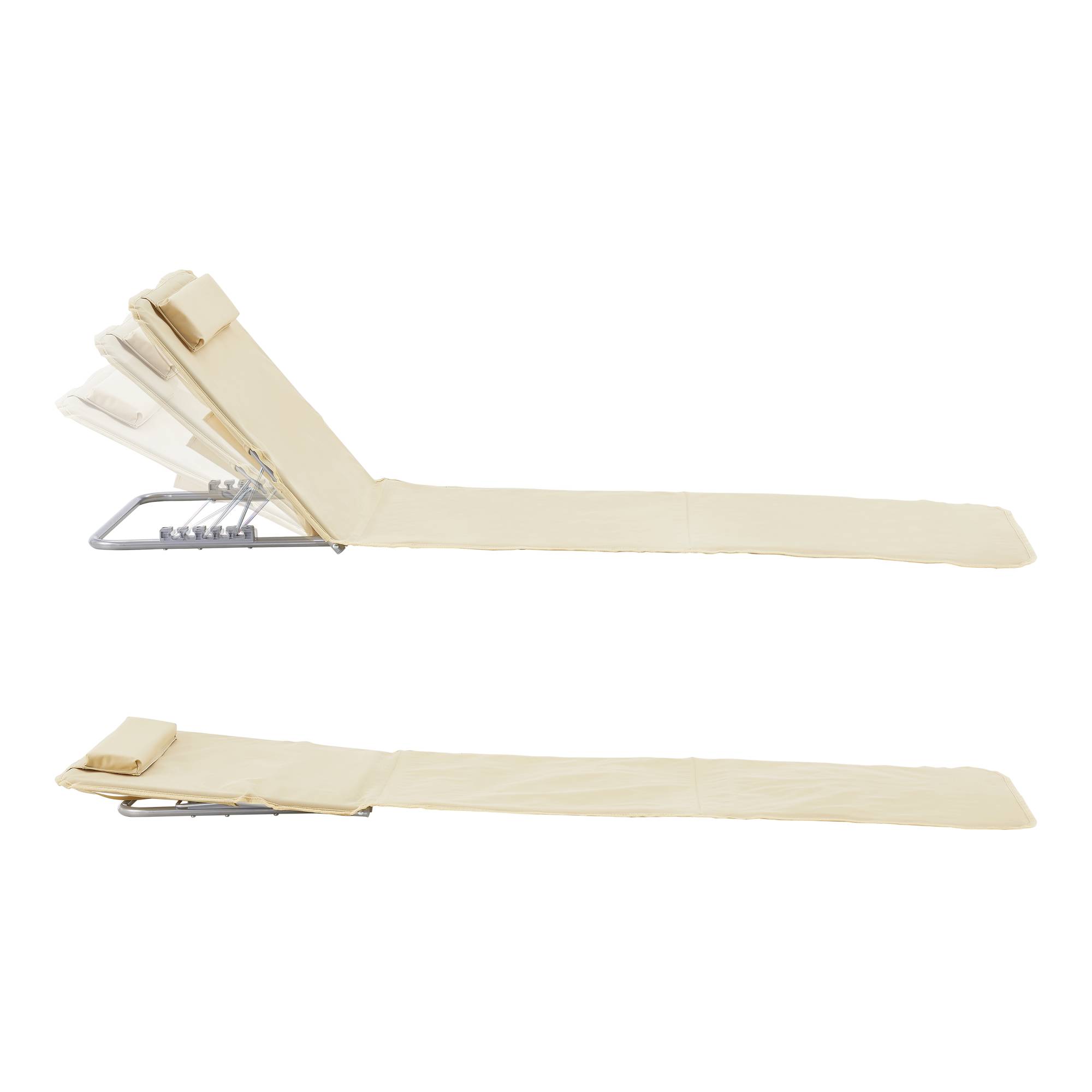 Conjunto de 2 colchonetas de playa Cellorigo con respaldo inclinable 160 x 49 cm beige [en.casa] - Imagen 4