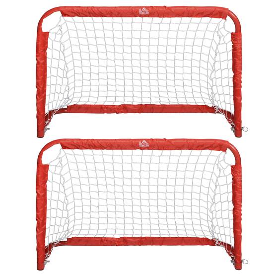 Ensemble de buts de football, 2 mini-buts pliables, structure en métal, outils inclus, 90 x 36 x 60 cm, rouge - Image 2