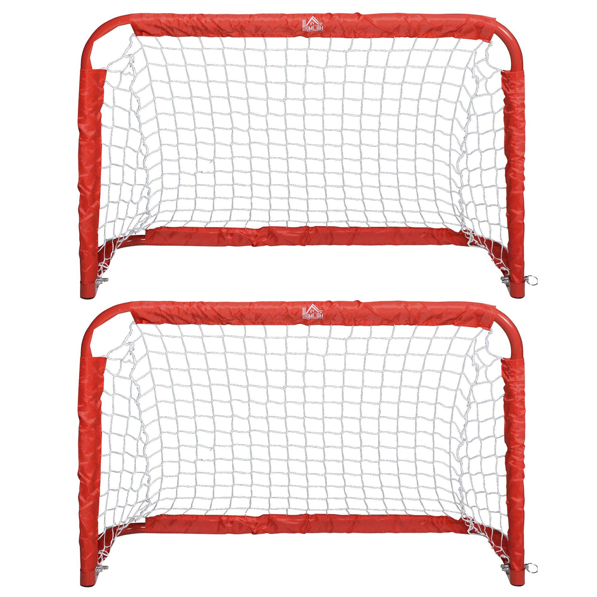 Ensemble de buts de football, 2 mini-buts pliables, structure en métal, outils inclus, 90 x 36 x 60 cm, rouge - Image 2