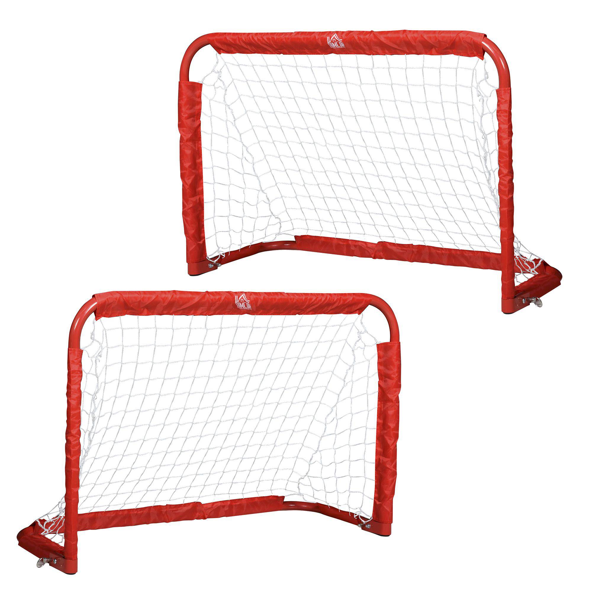 Ensemble de buts de football, 2 mini-buts pliables, structure en métal, outils inclus, 90 x 36 x 60 cm, rouge - Image 1
