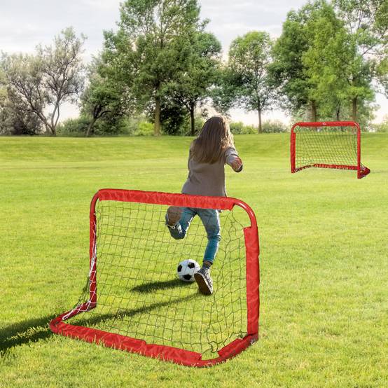 Ensemble de buts de football, 2 mini-buts pliables, structure en métal, outils inclus, 90 x 36 x 60 cm, rouge - Image 3