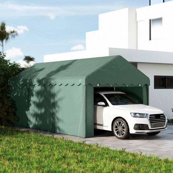 Tonnelle acier et polyester vert foncé 594 x 300 x 280 cm - PANGIVO - Image 3