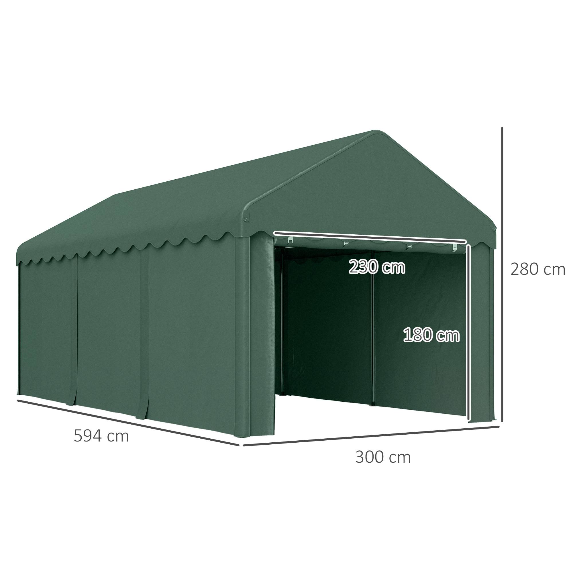 Tonnelle acier et polyester vert foncé 594 x 300 x 280 cm - PANGIVO - Image 5