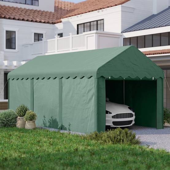 Tonnelle acier et polyester vert foncé 594 x 300 x 280 cm - PANGIVO - Image 10