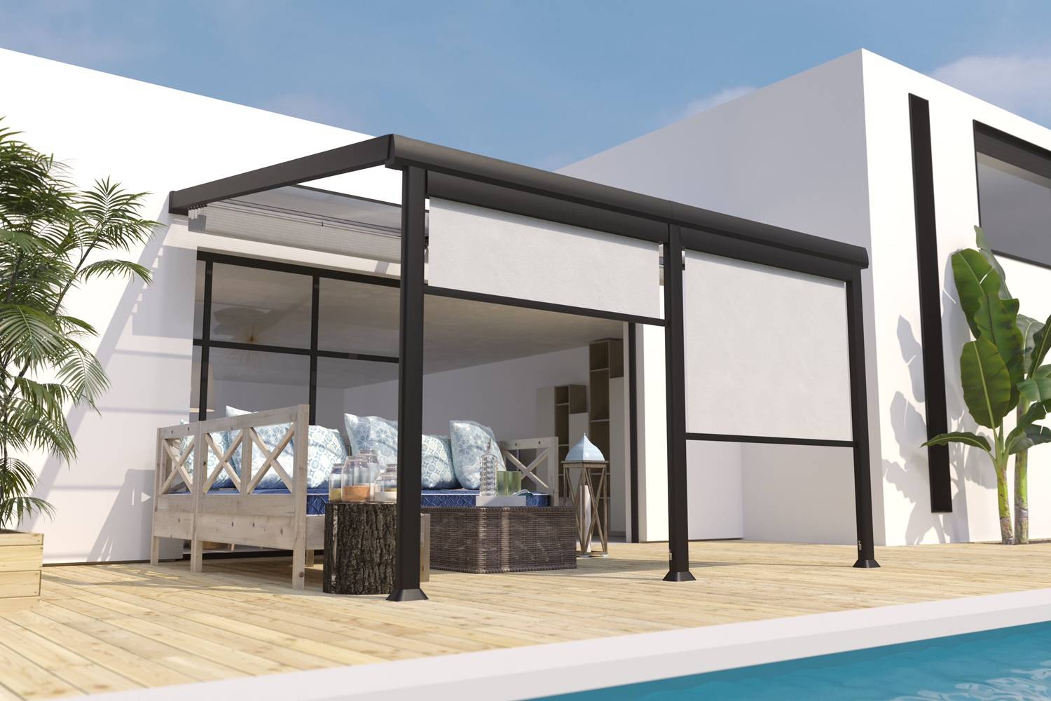 Couleurs du monde - Store brise soleil frontal 2m pour tonnelle Athezza  - Couleurs du Monde - Imagen 2