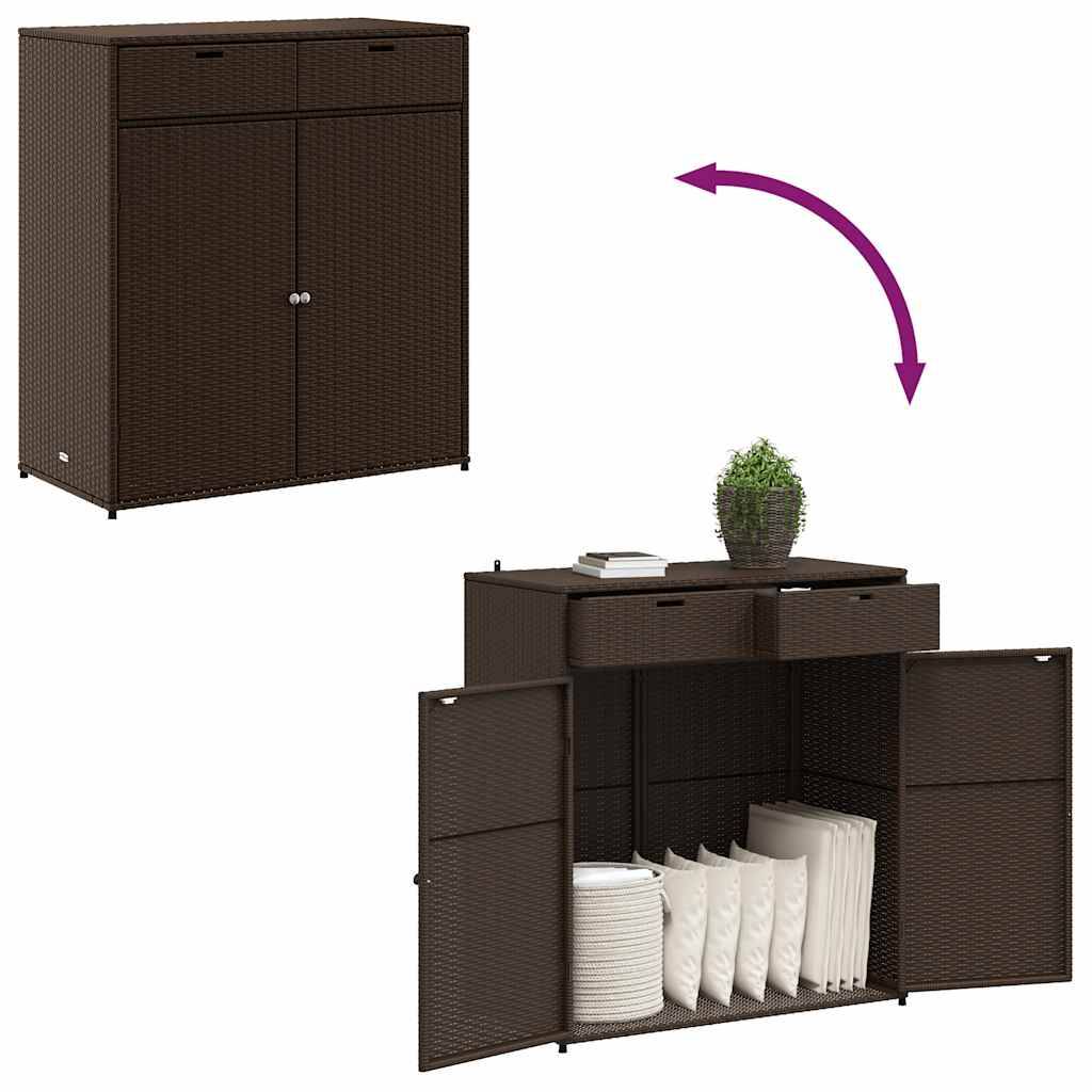 Buffet Haut de Jardin Polyrotin Grand Rangement pour Terrasse Balcon Marron 105x55x113 cm – ComfortXL Outdoor Living - Image 10