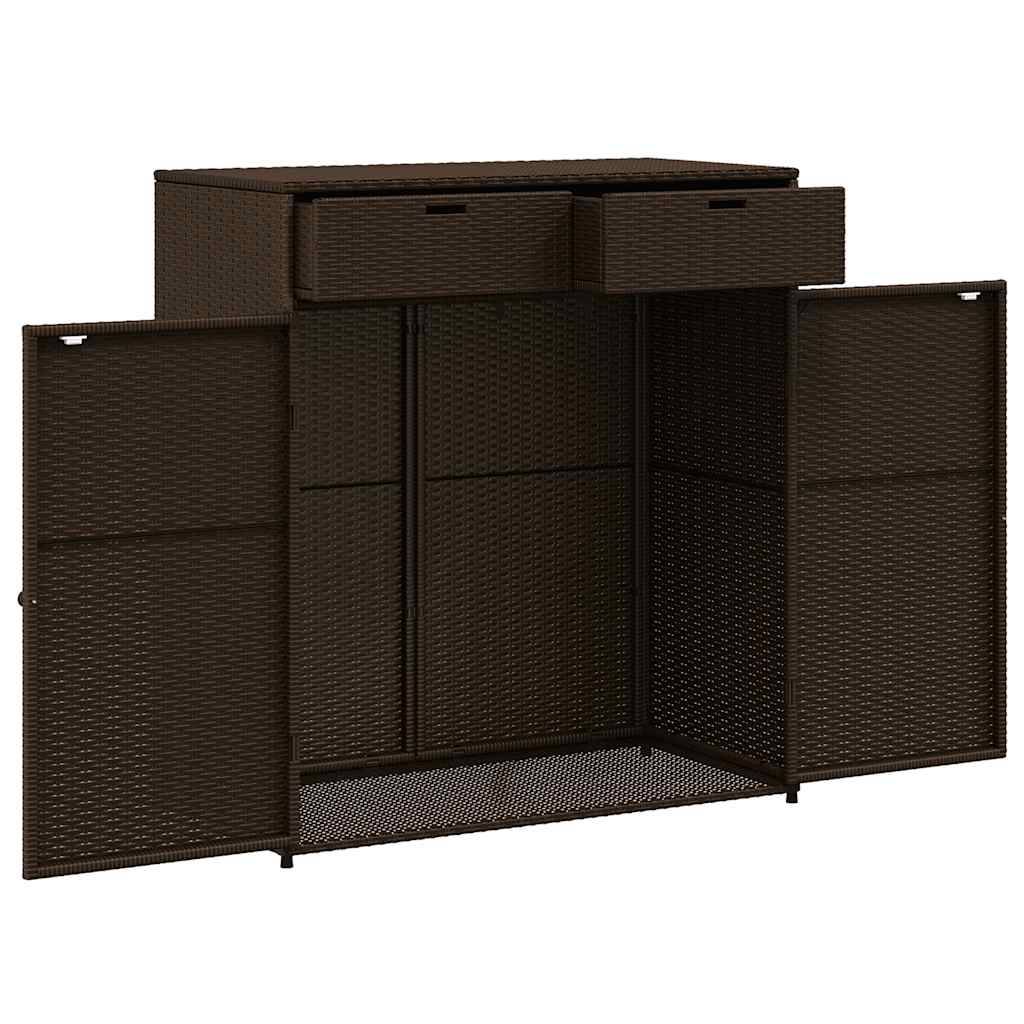 Buffet Haut de Jardin Polyrotin Grand Rangement pour Terrasse Balcon Marron 105x55x113 cm – ComfortXL Outdoor Living - Image 7