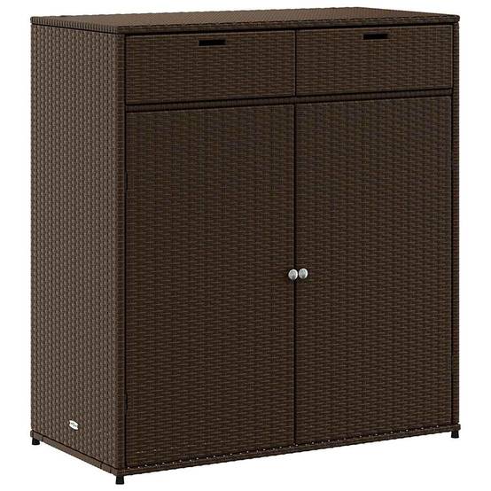 Buffet Haut de Jardin Polyrotin Grand Rangement pour Terrasse Balcon Marron 105x55x113 cm – ComfortXL Outdoor Living - Image 2