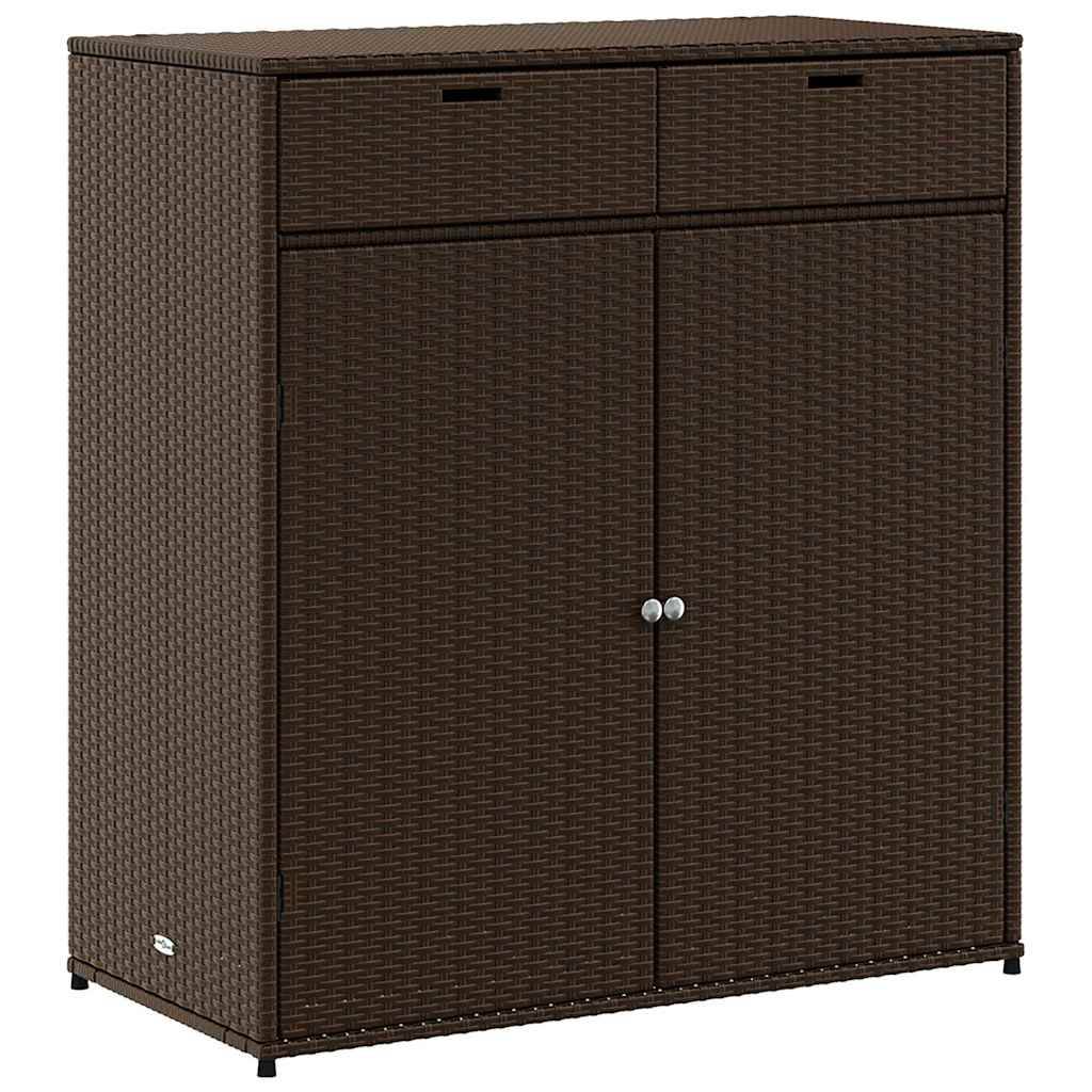 Buffet Haut de Jardin Polyrotin Grand Rangement pour Terrasse Balcon Marron 105x55x113 cm – ComfortXL Outdoor Living - Image 2