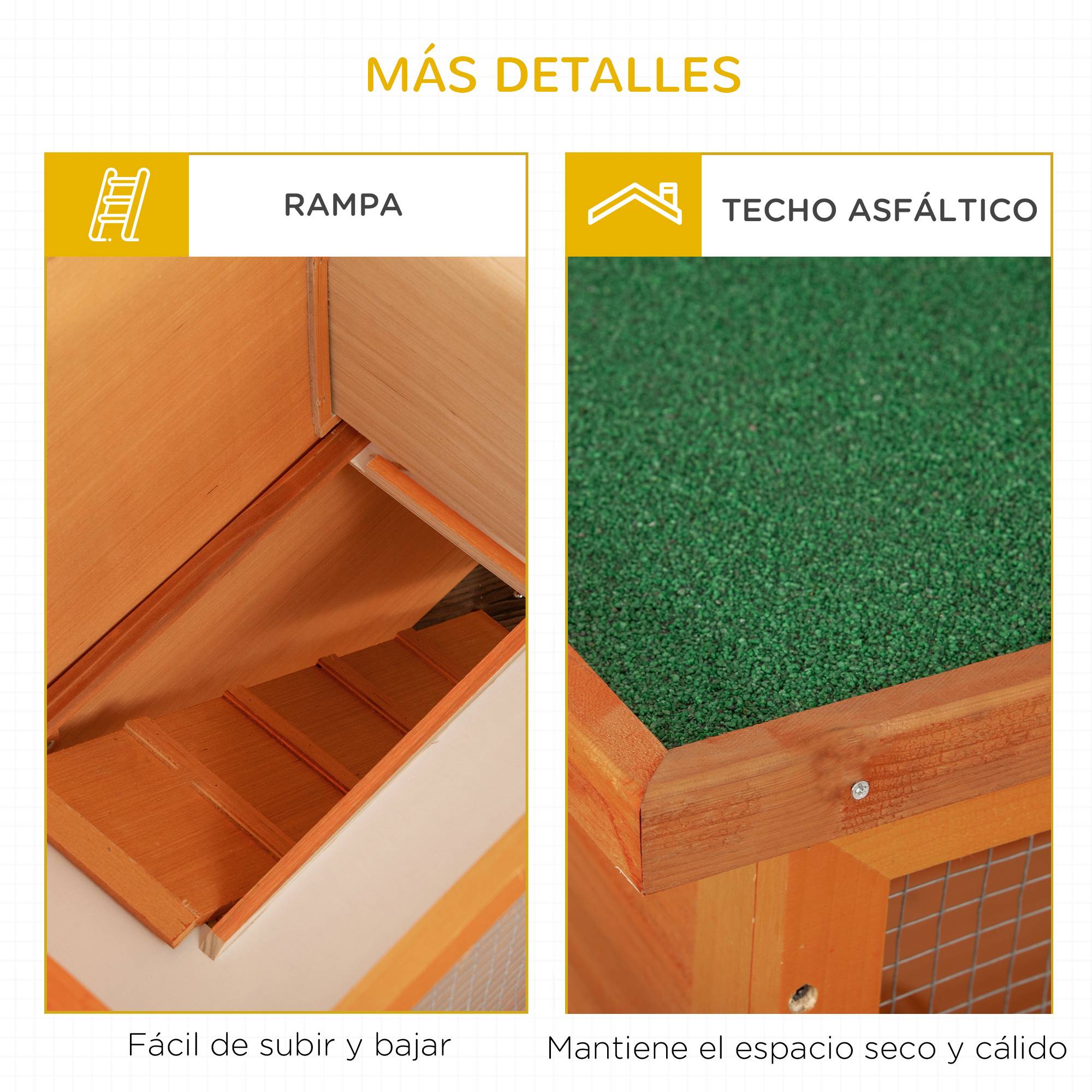 Clapier en Bois à 2 Niveaux pour Lapin avec Enclos et Rampe 90x45x80cm Naturel et Vert - ComfortXL Outdoor Living - Image 9