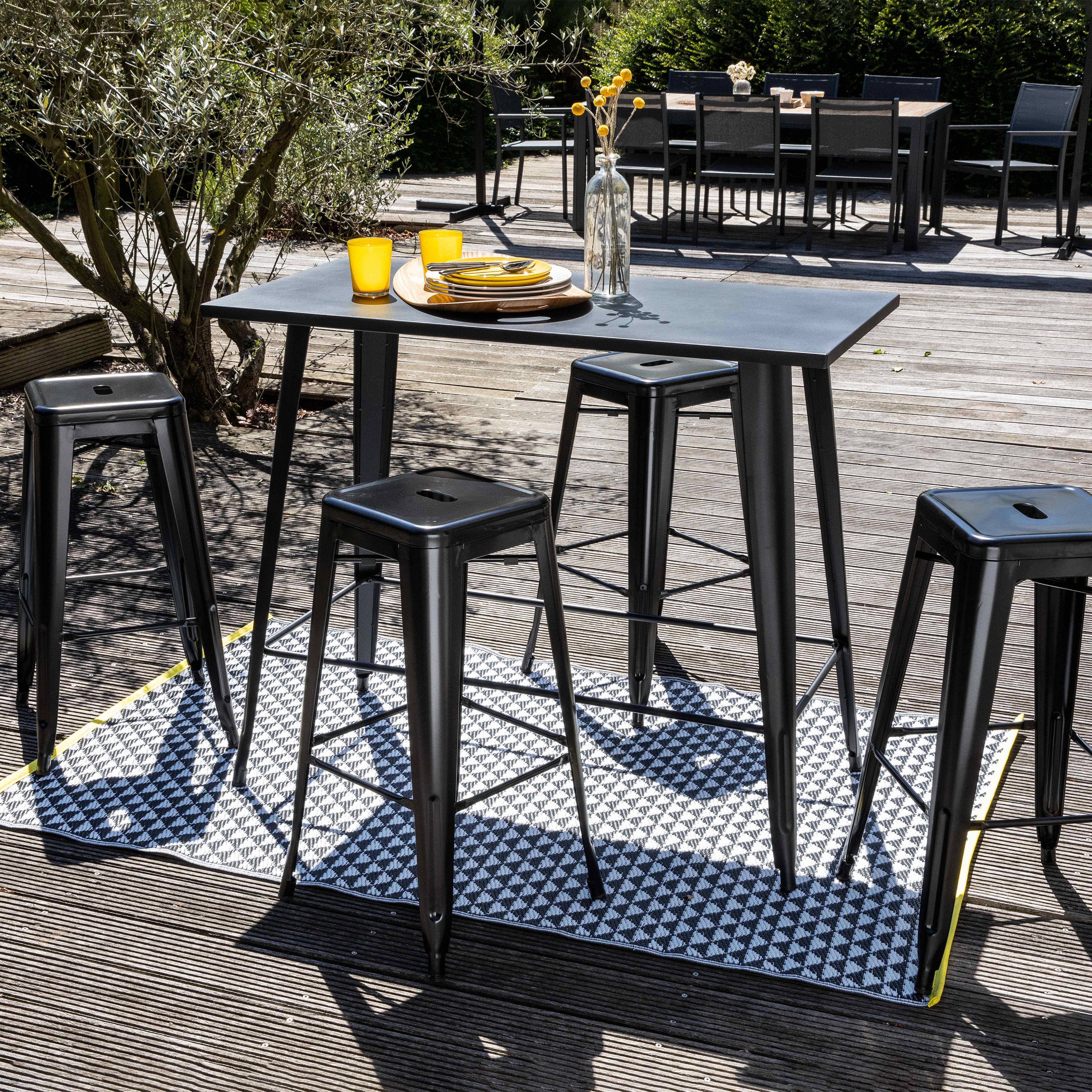 Oviala - Tapis d'extérieur polypropylène noir 180 x 120 cm Solys - Oviala - Imagen 6