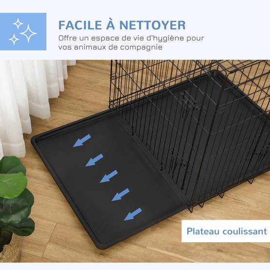 Cage de transport pliante en acier pour chiens 2 portes verrouillables 121x77cm Noir - ComfortXL Outdoor Living - Image 8