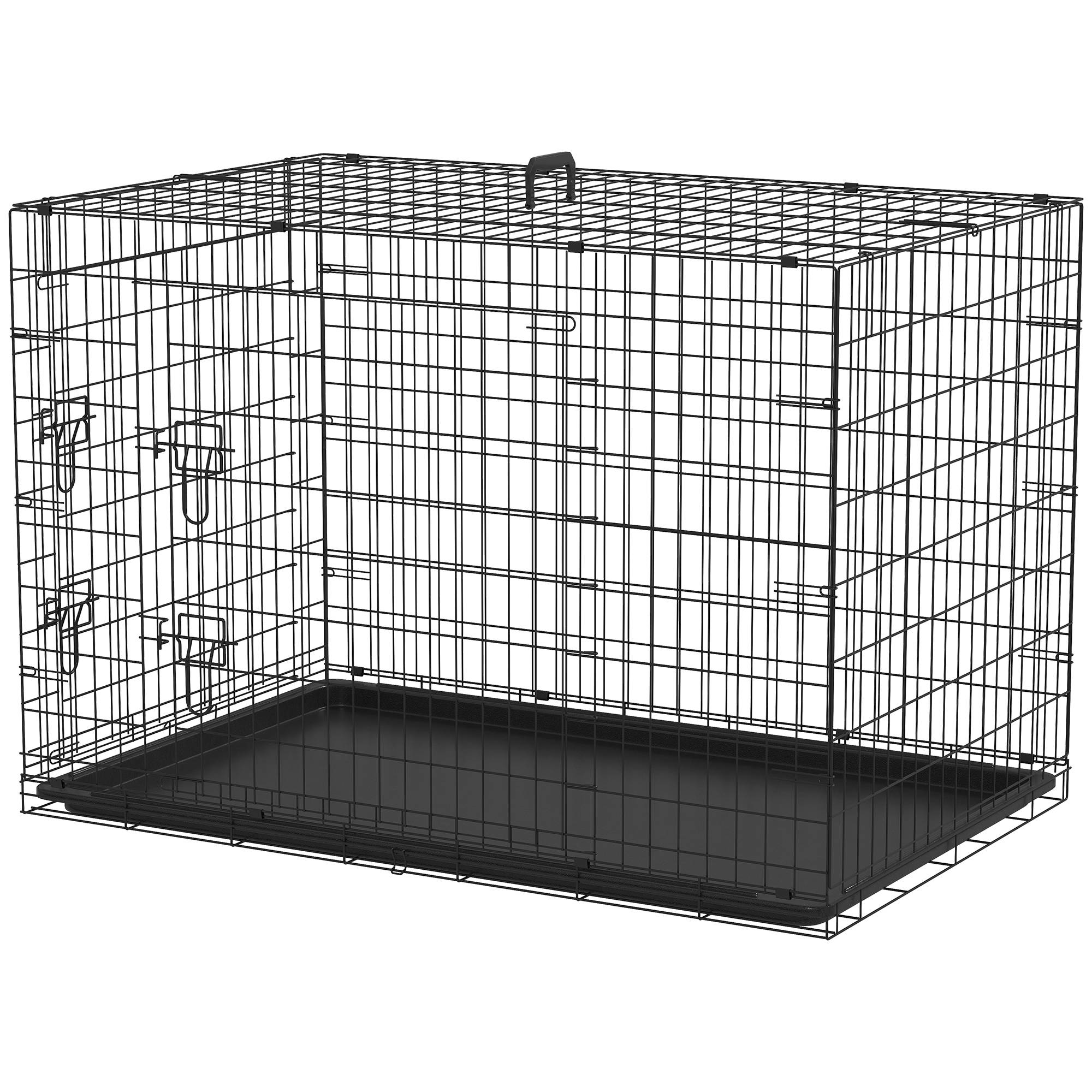 Cage de transport pliante en acier pour chiens 2 portes verrouillables 121x77cm Noir - ComfortXL Outdoor Living - Image 2