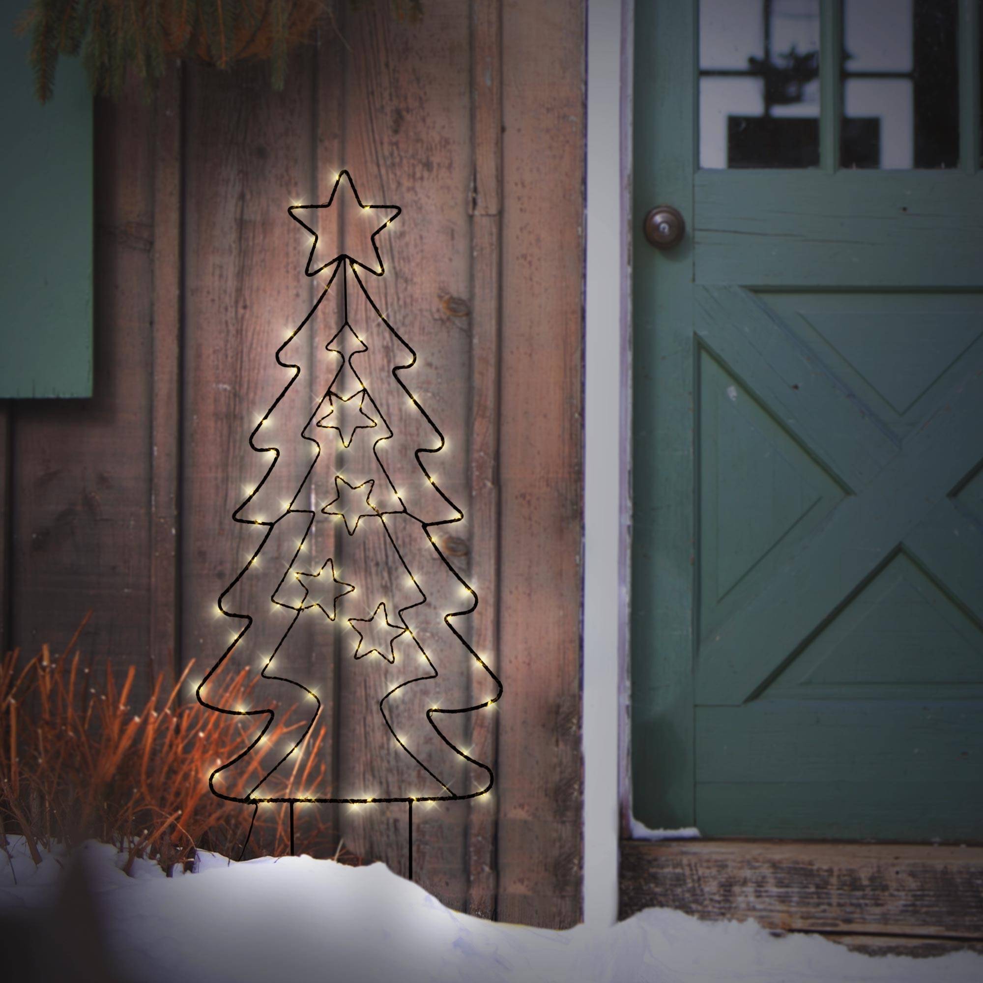 Ecd-Germany - Arbre de Noël avec 90 LEDs blanc chaud décoration pour interieur/exterieur 87 cm - Imagen 7