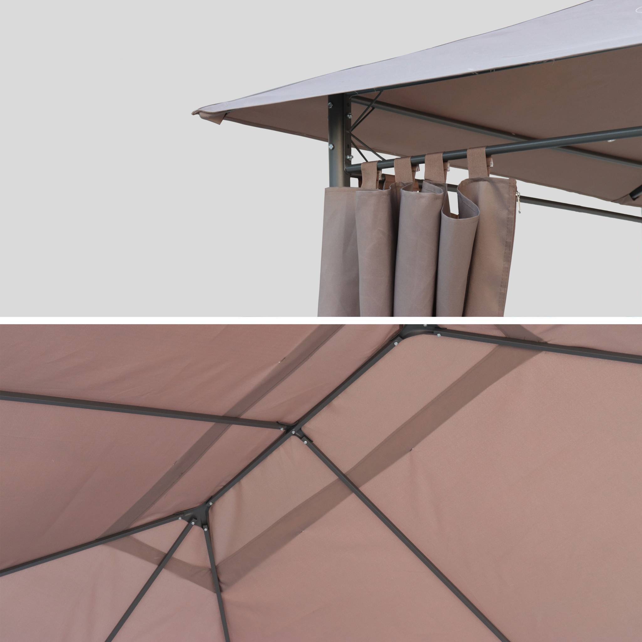 Toile de toit taupe pour tonnelle 3x4m Divio - toile de rechange pergola. toile de remplacement | sweeek - Image 2